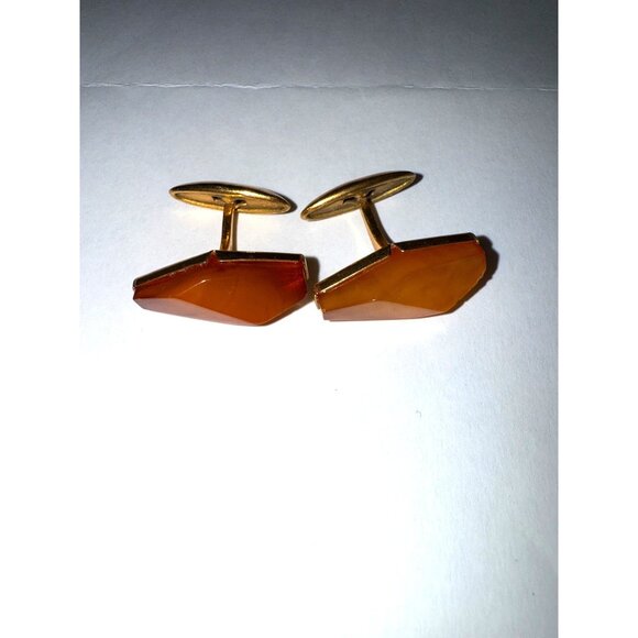 Vintage Soviet Amber Cufflinks Diamond-shaped - Picture 2 of 7
